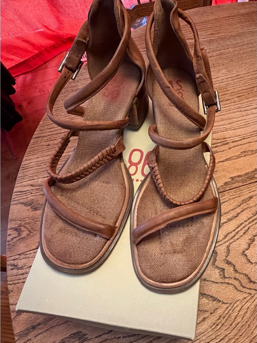 A.S.98 Women's Brown Strappy Sandals with Braided Detail